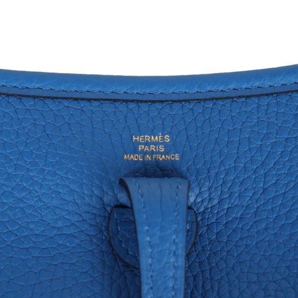 NEW Hermès Evelyne TPM Bleu Zellige Clemence Gold Hardware Crossbody Bag - Picture 7 of 8